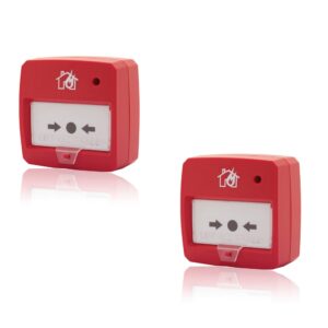 Assorted fire safety accessories including smoke detectors, heat sensors, fire alarm sirens, and control panels, all crucial components of a comprehensive fire protection system.